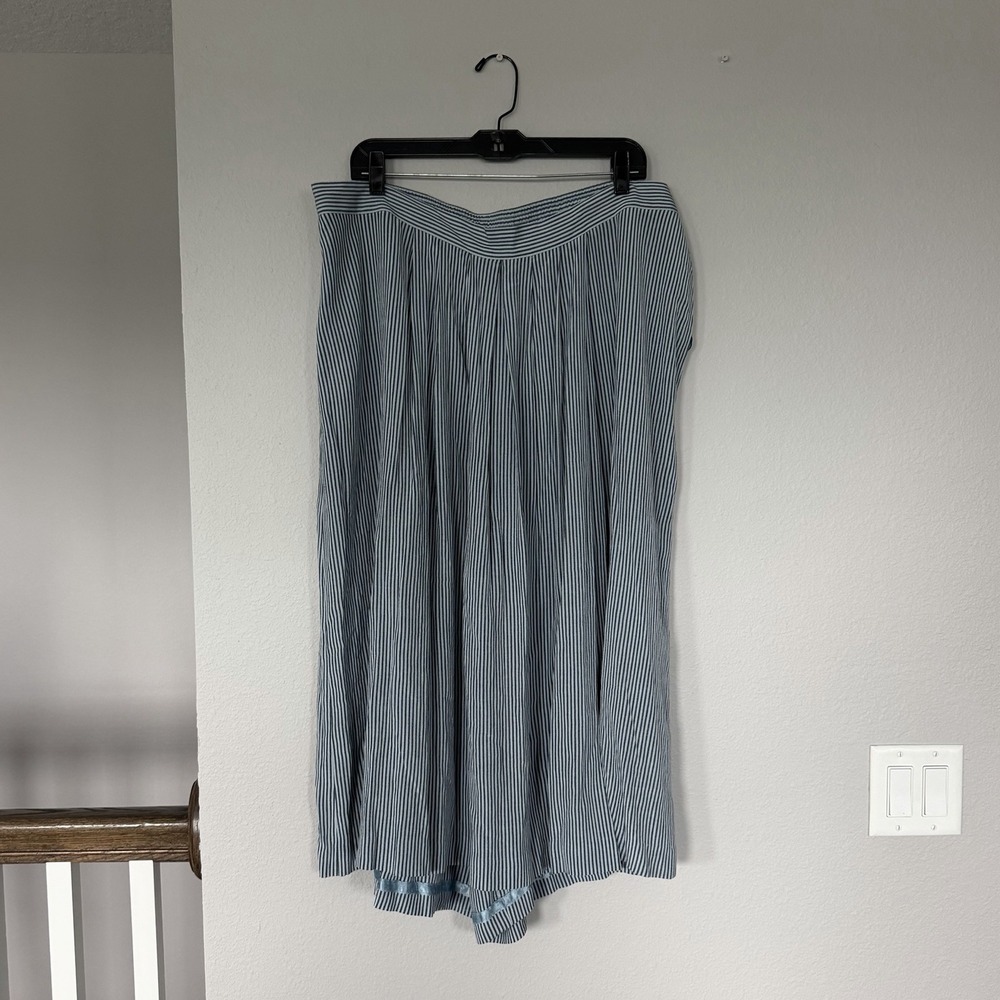 Liz Claiborne Blue Striped Wide Leg Cropped Pants Culottes Sz 22 Nautical Resort